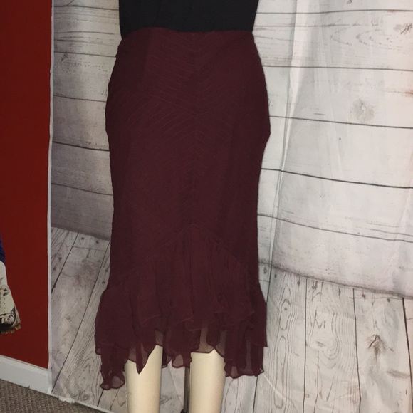 RALPH LAUREN BLUE LABEL NWT REAL SILK TRUMPET TYPEBURGUDY SKIRT SIZE 10